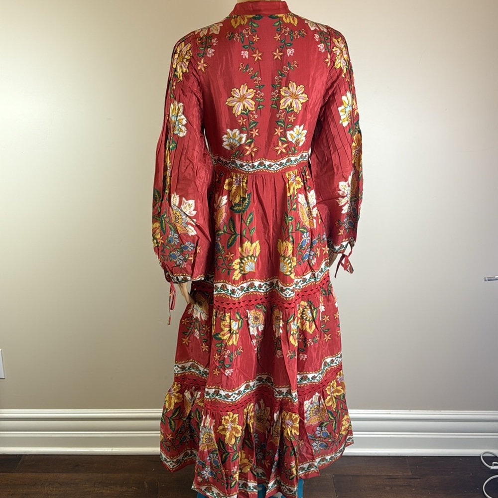 Farm Rio Red Garden Delight Midi Dress NWT - Picture 8 of 11